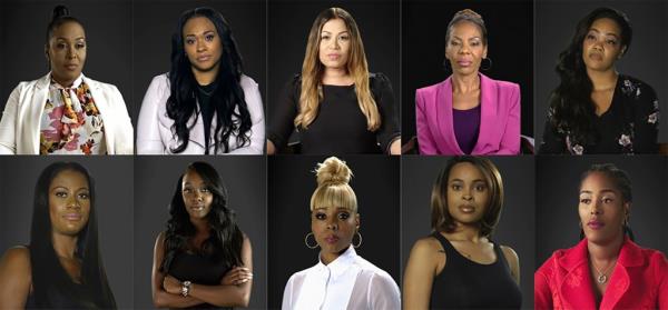 This photo shows a number of women who spoke out in the docu<em></em>mentary series “Surviving R. Kelly.”</p>

<p>　　