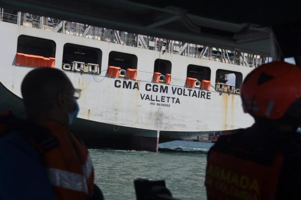 The merchant ship CMA CGM Voltario j