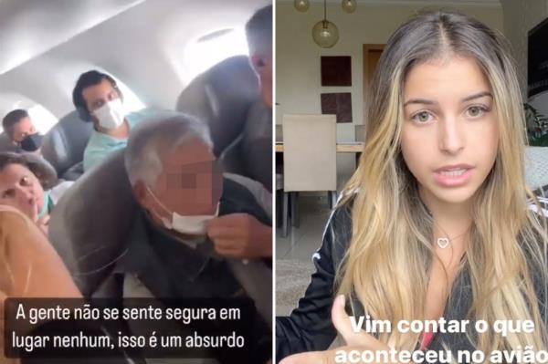 A Brazilian fitness influencer is going viral after co<em></em>nfronting a perv who allegedly snapped saucy photos of her on a plane.
