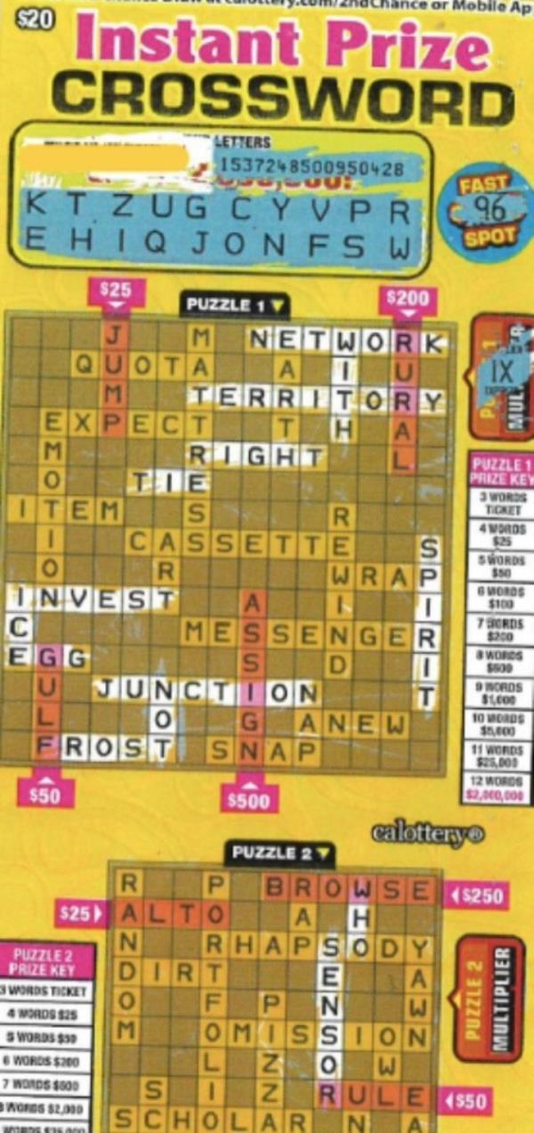 Evans originally thought she o<em></em>nly won $2,000 from the Instant Prize Crossword Scratchers ticket.