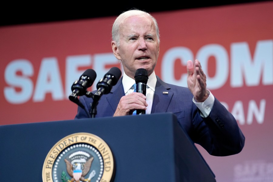 President Joe Biden speaks at the Natio<em></em>nal Safer Communities Summit at the University of Hartford in West Hartford, Conn., Friday, June 16, 2023. The summit is attended by gun safety advocates, local leaders and families impacted by gun violence. (AP Photo/Susan Walsh)