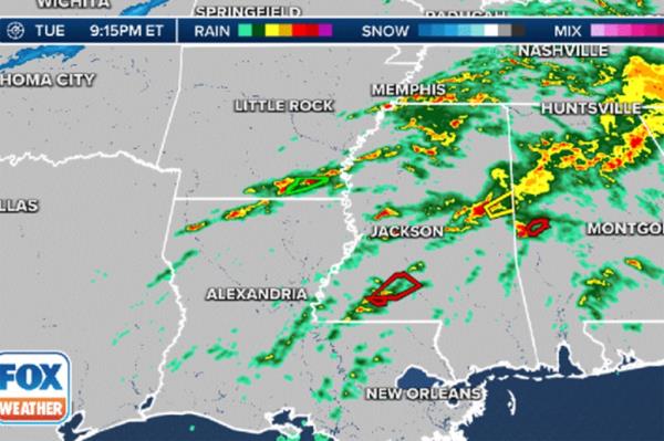 weather map of Louisiana and Mississippi