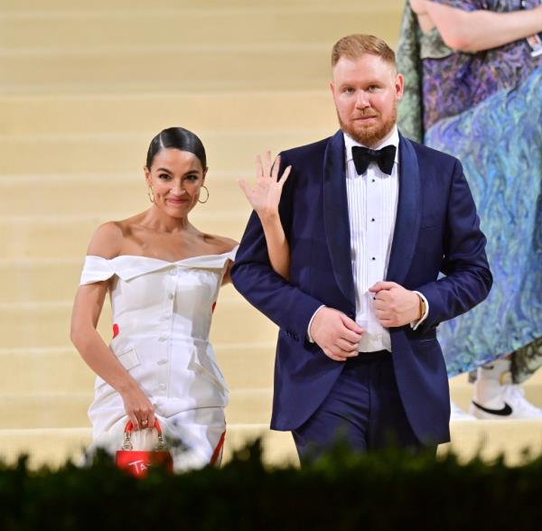 Alexandria Ocasio-Cortez and Riley Roberts attend the Met Gala Sept. 13, 2021.