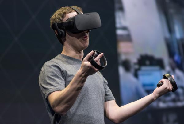 Mark Zuckerberg wearing VR headset
