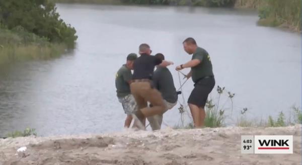Trappers removing the 10 1/2-foot gator later Sunday.