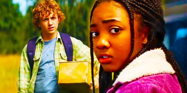 Custom image of Percy with a box and Annabeth looking worried from the Percy Jackson series