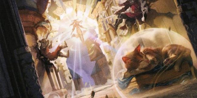 A magic user casts a spell that hits everyone except a sleeping cat