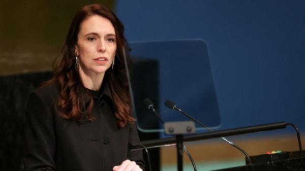 Then New Zealand Prime Minister Jacinda Ardern addresses the 77th United Nations General Assembly at U.N. headquarters in New York City, New York, U.S., September 23, 2022. REUTERS/Caitlin Ochs/File Photo