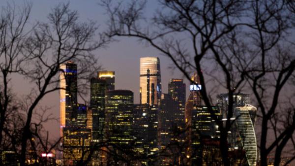 A general view of Moscow Internatio<em></em>nal Business centre also known as Moskva City, just after sunset in Moscow, Russia March 19, 2022. REUTERS/Maxim Shemetov