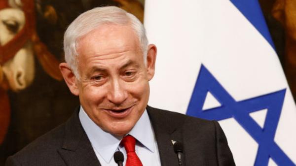 Israeli Prime Minister Benjamin Netanyahu speaks during a news co<em></em>nference with Italian Prime Minister Giorgia Meloni after their meeting at Palazzo Chigi, in Rome, Italy, March 10, 2023. REUTERS/Guglielmo Mangiapane