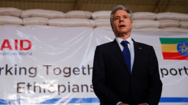 U.S. Secretary of State Antony Bl<em></em>inken visits a U.N. Logistics Center Warehouse in Addis Ababa, Ethiopia March 15, 2023. REUTERS/Tiksa Negeri/Pool/File Photo</p>

<p>　　