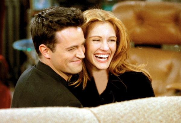 Matthew Perry and Julia Roberts during a season 2 shoot of 