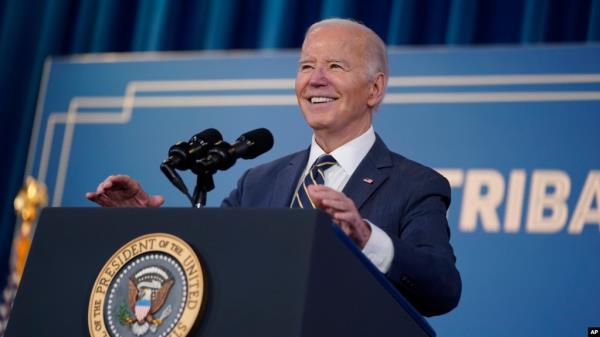 U.S. President Joe Biden delivers remarks at the White House Tribal Nations Summit at the Department of the Interior in Washington, Dec. 6, 2023.