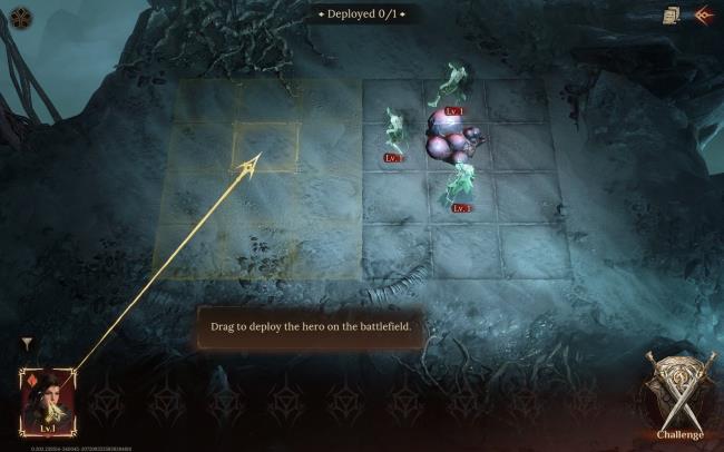 Battle preparation tutorial wher<em></em>e the main player avatar must be placed in Dragonheir: Silent Gods.
