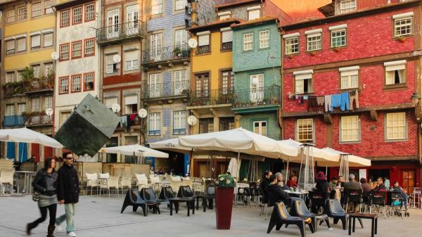 Ribeira square in the old town. Porto. Portugal