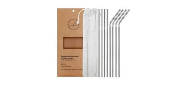 Reusable Stainless Steel me<em></em>tal Straws and a carrying bag