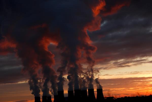 Sunset over Drax power station in North Yorkshire