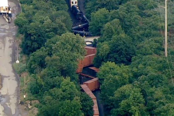 A freight train derailment in Whitemarsh Township, Pennsylvania.