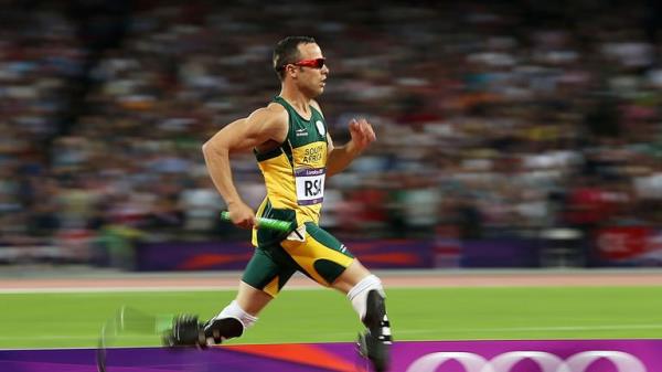 Oscar Pistorius of South Africa competes