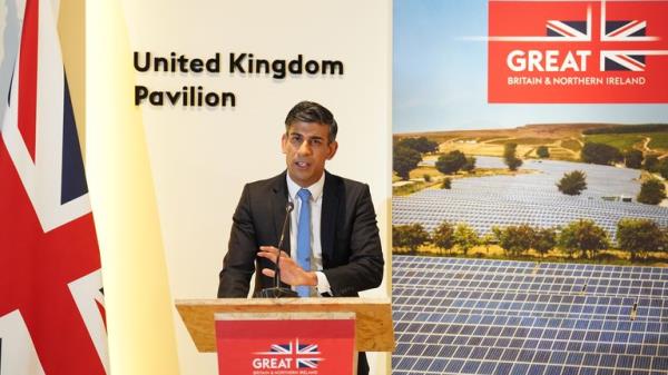 Prime Minister Rishi Sunak speaking to the media during a press co<em></em>nference at the Cop28 summit. Picture date: Friday December 1, 2023.