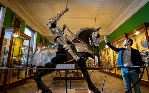 A set of equestrian armour on display at the Wallace Collection