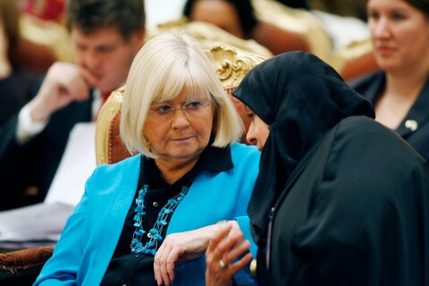 As the prime minister Gordon Brown's special envoy for human rights Ann Clwyd, left, attends Kuwait's Women Forum on Internatio<em></em>nal Women's Day in Kuwait City, 2010
