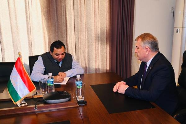 Tajikistan's ambassador to Korea Salohiddin Kirom discussed the green eco<em></em>nomy initiatives of the government of Tajikistan during an interview with The Korea Herald at the Embassy of Tajikistan in Yongsan-gu, Seoul, on Friday. (Sanjay Kumar/The Korea Herald)