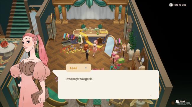 Leah designs clothes in Coral Island