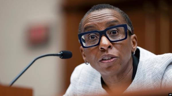 FILE - Harvard President Claudine Gay speaks during a hearing of the House Committee on Education on Capitol Hill, Dec. 5, 2023, in Washington. A week later, she remains under pressure regarding her respo<em></em>nse to questions a<em></em>bout antisemitism on her campus.