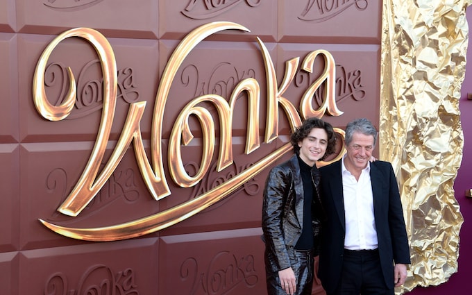 Timothe Chalamet and Hugh Grant attend Los Angeles Premiere Of Warner Bros. 