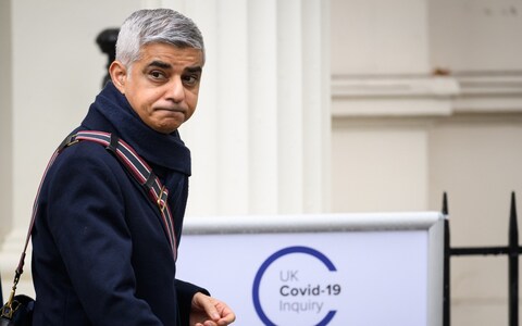 Mayor of Lo<em></em>ndon Sadiq Khan departs following his appearance at the Covid Inquiry