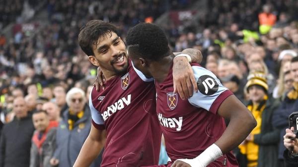 Mohammed Kudus scored twice with Lucas Paqueta (L) helping the Hammers with his creativity