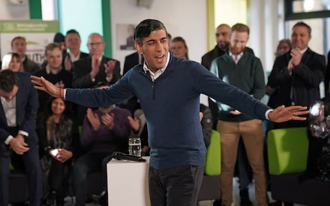 Mr Sunak on the campaign trail on Thursday morning in Mansfield, Nottinghamshire
