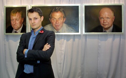 Artist Jo<em></em>nathan Yeo created political portraits of Charles Kennedy, former Lib Dem party leader, Tony Blair, former Labour prime minister, and William Hague, former Co<em></em>nservative Party leader