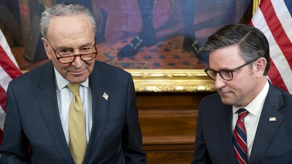 Majority Leader Chuck Schumer (D-N.Y.) and Speaker Mike Johnson (R-La.)