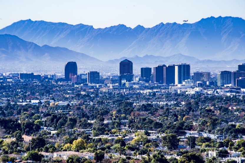 Phoenix skyline and the mountains beyond