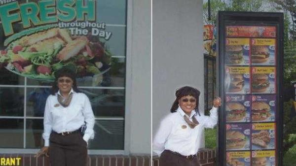 Holliday poses outside one of the McDonald's she owns in these undated photos.