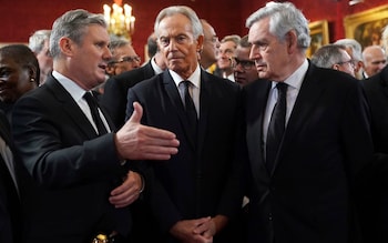 Keir Starmer, Tony Blair and Gordon Brown ahead of the Accession Council ceremony at St James's Palace, Lo<em></em>ndon in 2022