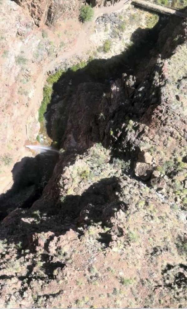 In this photo provided by the Natio<em></em>nal Park Service, water shoots out of a pipeline that broke along the North Kaibab Trail on Aug. 20, 2024 at Grand Canyon Natio<em></em>nal Park, Ariz. (Natio<em></em>nal Park Service via AP)