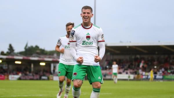 Evan McLaughlin celebrates after scoring the o<em></em>nly goal of the game as Cork City beat Bray Wanderers