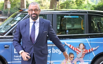 James Cleverly, the shadow home secretary, is pictured this morning in Westminster 