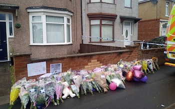 Flowers at the scene on Geneva Road, Darlington, wher<em></em>e a 14-year-old girl died at a house on Friday night