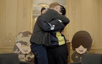 The pair embraced after the interview which took place while the prince was in the UK in May