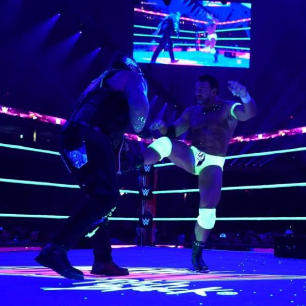 Late WWE icon Bray Wyatt faces LA Knight at the 2023 Royal Rumble in a Pitch Black Match