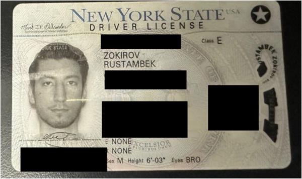 Rustambek Zokirov's driver's license.