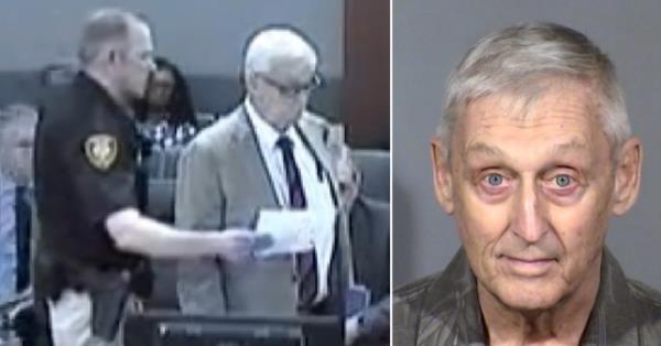 Richard Gross (right) was punched in the face by his accuser as he was leaving the courtroom 