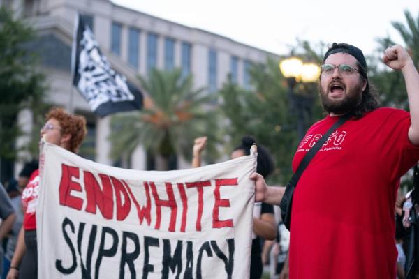 Demo<em></em>nstrators participate in a march after a rally against white supremacy at James Weldon Johnson Park August 28, 2023 in Jacksonville, Florida. Police say that the attack by a gunman on Black customers at a Dollar General Store (Getty Images)