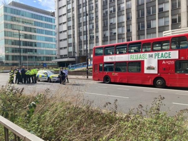 Emergency services at the scene near the Whitgift shopping centre in Croydon, south Lo<em></em>ndon after a 15-year-old girl was stabbed to death on Wednesday morning. Police were called at 8.30am to reports of a stabbing on Wellesley Road. The girl died at the scene 40 minutes later. Picture date: Wednesday September 27, 2023. PA Photo. See PA story POLICE Croydon. Photo credit should read: Jordan Reynolds/PA Wire