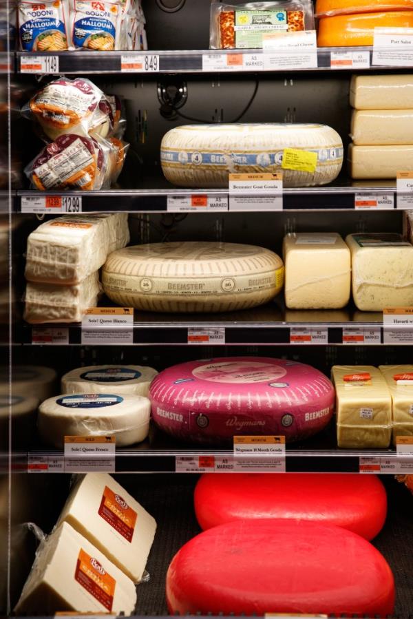 Nearby, shoppers can get cheese.