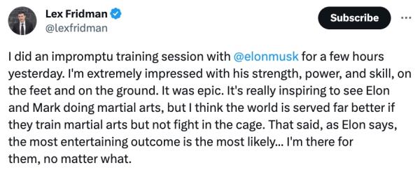 Fridman said Musk's 